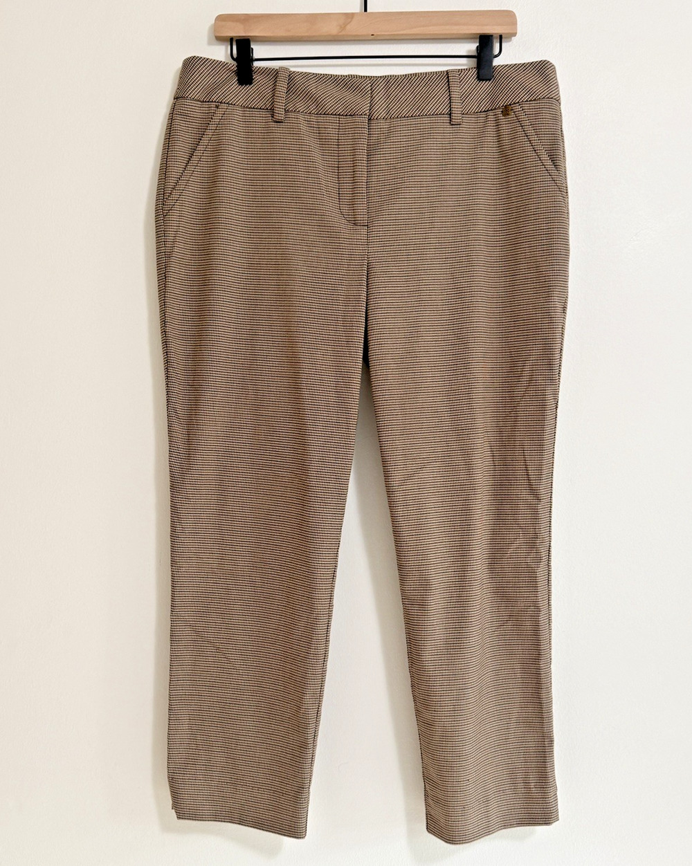 Trina Turk 12 Brown Houndstooth Office Slacks Mid Rise Pants Ankle 26" Length